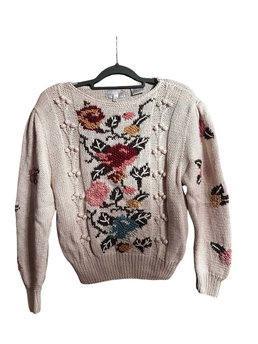 Vintage James St. John Embroidered Knit Floral Small Cottagecore 80s